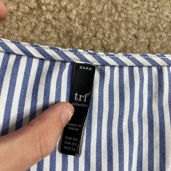 Zara TRF pinstripe blue white mini dress buttons - Picture 3 of 5